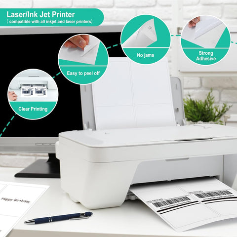 L LIKED 4"x5" Matte White Printable Address Stickers 120 Labels 30 Sheets