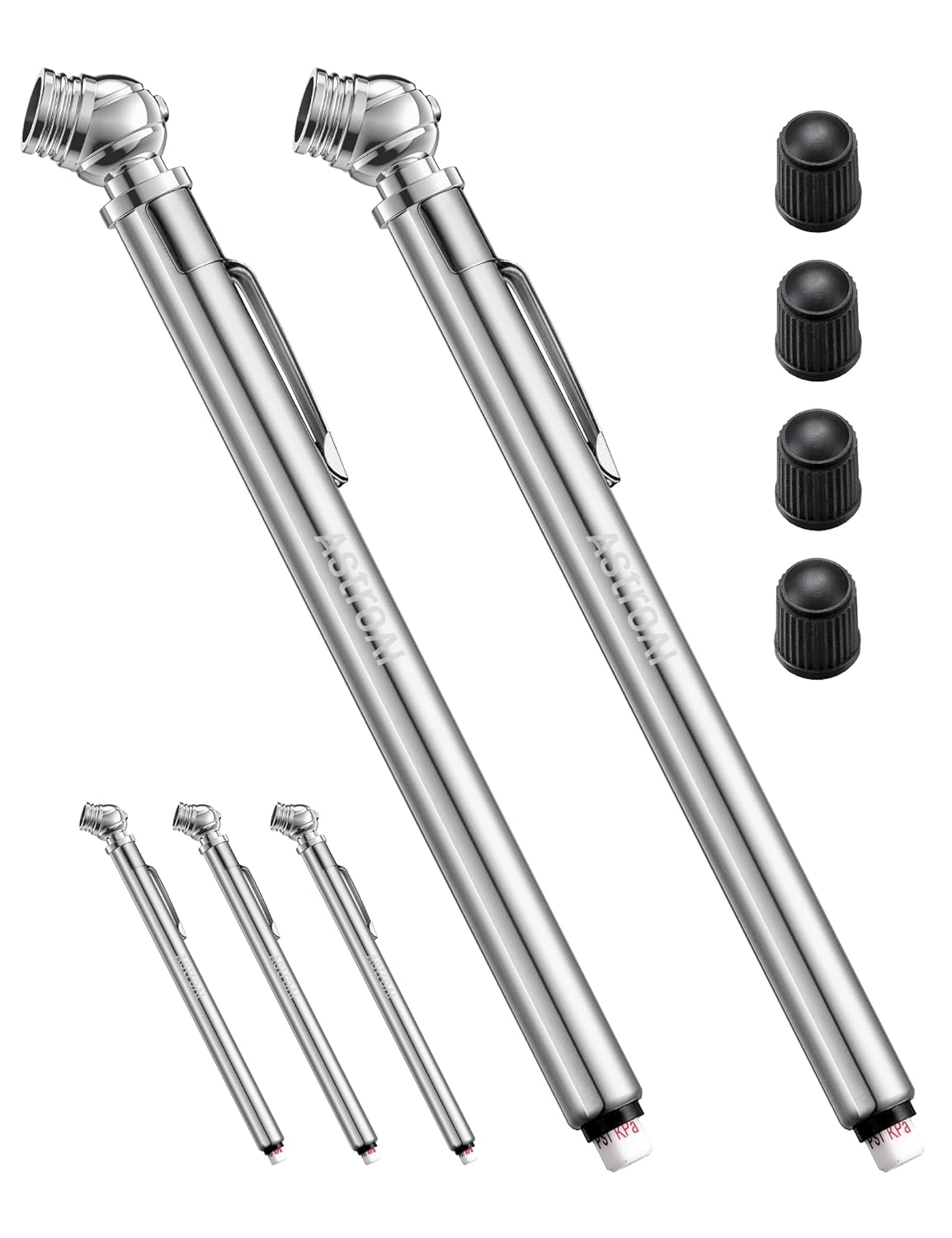 AstroAI Pencil Tire Pressure Gauge, 2 Pack 10-75 PSI Stainless Steel Body