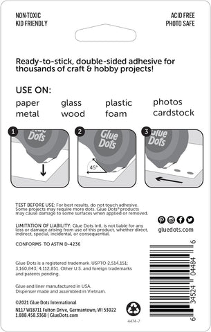 Glue Dots, Craft Dots Dot N' Go Dispenser, Double-Sided, 3/8", .38 Inch, 200 Dots, DIY Craft Glue Tape, Sticky Adhesive Glue Points, Liquid Hot Glue Alternative, Clear