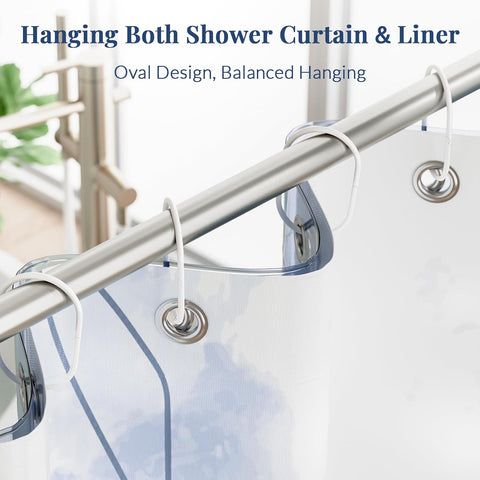 Bathway Shower Curtain Rings, White Shower Curtain Hooks 12 Pcs Anti-Drop Shower Rings for Curtain, Metal Shower Curtain Rings Rust Proof, Shower Hooks for Shower Curtain Rod, Curtain Rings