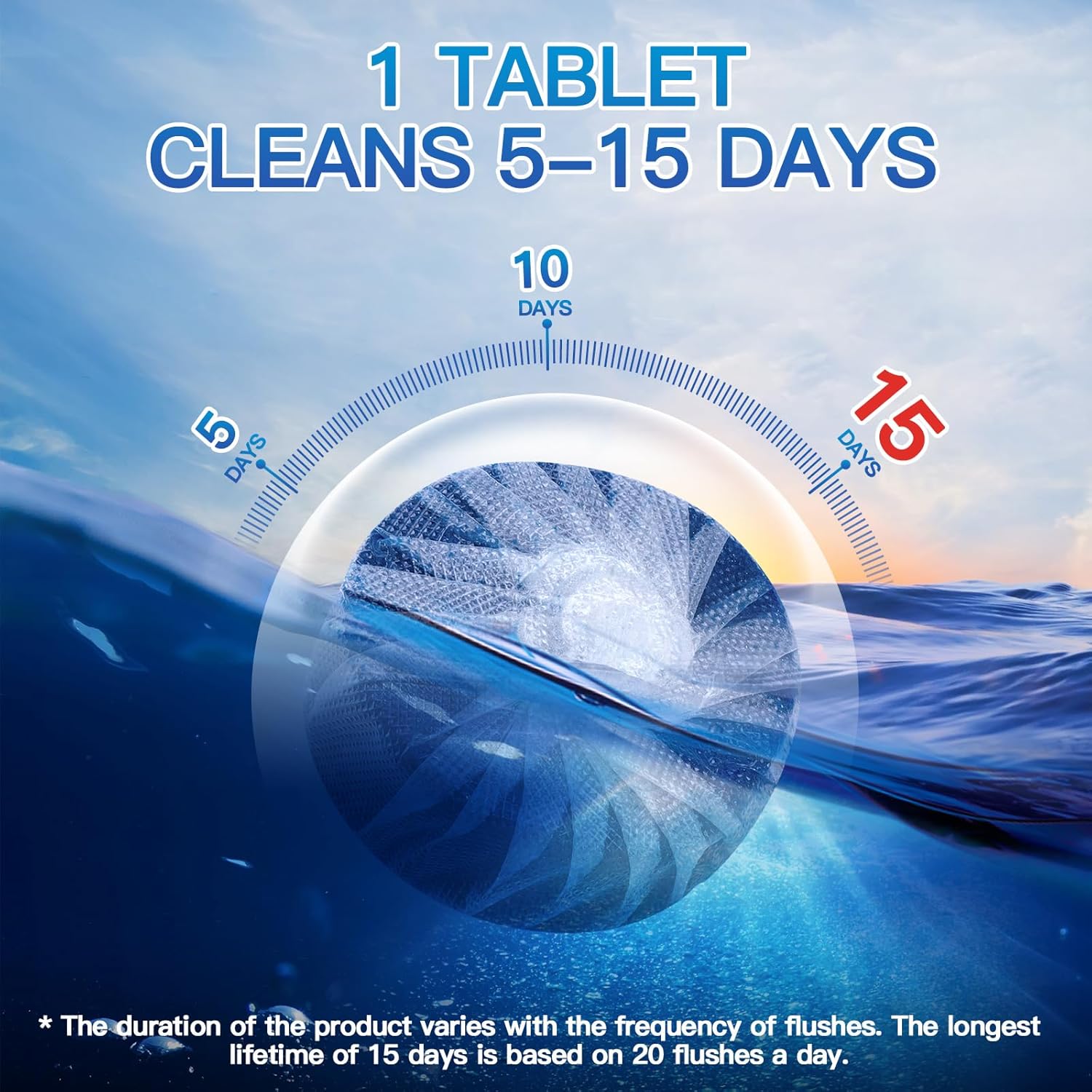 Vacplus Toilet Bowl Cleaner Tablets, 100 Pack, Auto Cleaning, Long-Lasting