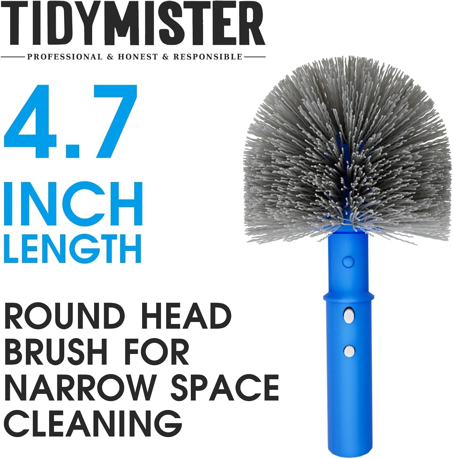 TidyMister Small Pool Brush Head for Cleaning Narrow Corners Steps, Stiff Wavy Bristles Round Brush Scrubber for Above Ground & Inground Pools, Cobweb Brush