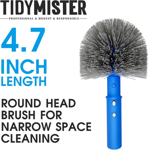 TidyMister Small Pool Brush Head for Cleaning Narrow Corners Steps, Stiff Wavy Bristles Round Brush Scrubber for Above Ground & Inground Pools, Cobweb Brush