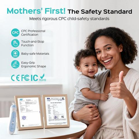 COSLUS C52 Baby Electric Nail File Trimmer, CPC Certified & Quiet, Blue