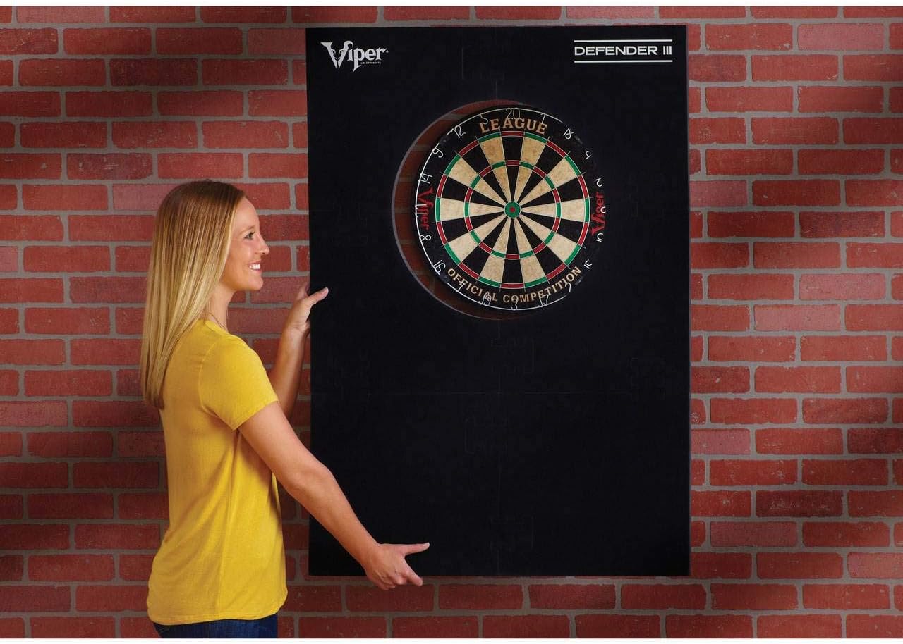 Viper Defender III Extended Length Dartboard Surround Wall Protector, Fits 17.75" and 18" Bristle Dartboards, Compression-Fit Easy Mounting, 45" H x 32" W x 1" Thickness