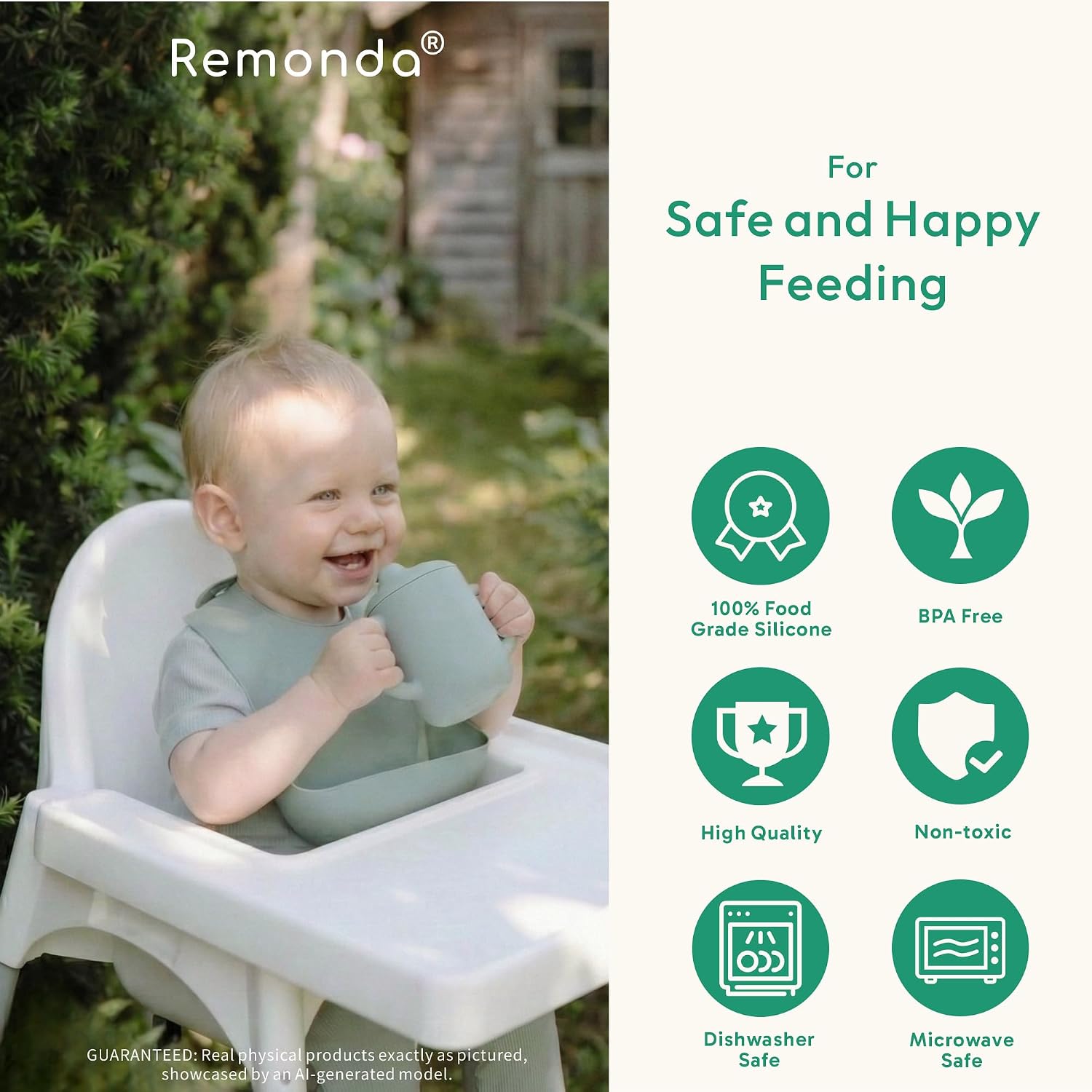 Remonda 17-Piece BPA-Free Baby Silicone Feeding Set | Extra Large Suction Plates, Toddler Bowls, Self Feeding Spoons, and More | Dishwasher Safe| Infant Led Weaning Supplies（Green）