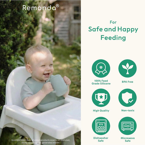 Remonda 17-Piece BPA-Free Baby Silicone Feeding Set | Extra Large Suction Plates, Toddler Bowls, Self Feeding Spoons, and More | Dishwasher Safe| Infant Led Weaning Supplies（Green）