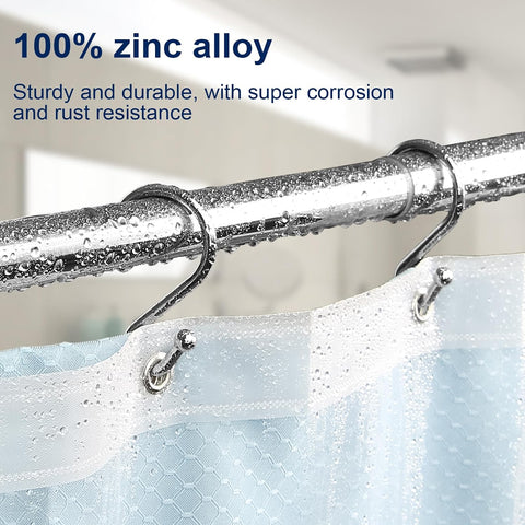 Gidse Metal Shower Curtain Hooks, Set of 12, Rust Proof Shower Curtain Hooks Rings, Durable S Shaped Hooks Hangers for Shower Curtains, Kitchen Utensils, Clothes, Towels (Chrome)