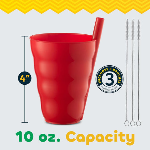 JoyServe 10 Oz Kids Cups with Built-In Straws (6-Pack) BPA-Free Tumblers