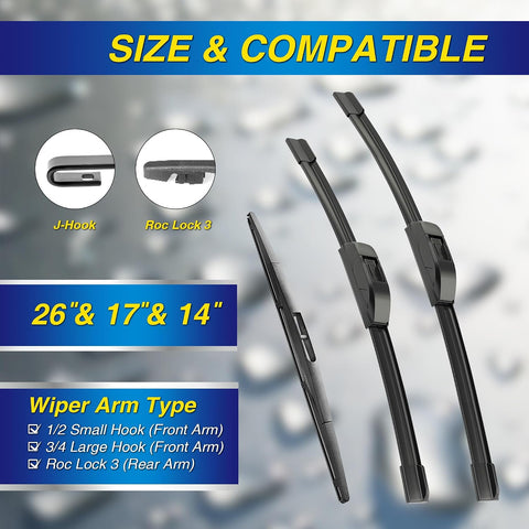 5 PLUS Silicone Windshield Wipers Fits Subaru Outback 2015-2019 (3 PACK)