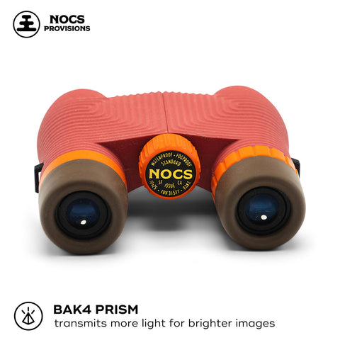 Nocs Provisions Standard Issue 10x25 Waterproof Binoculars, 10X Magnification, Bak4 Prism, Wide View Multi-Coated Lenses for Bird Watching, Hiking & Backpacking - Manzanita Red