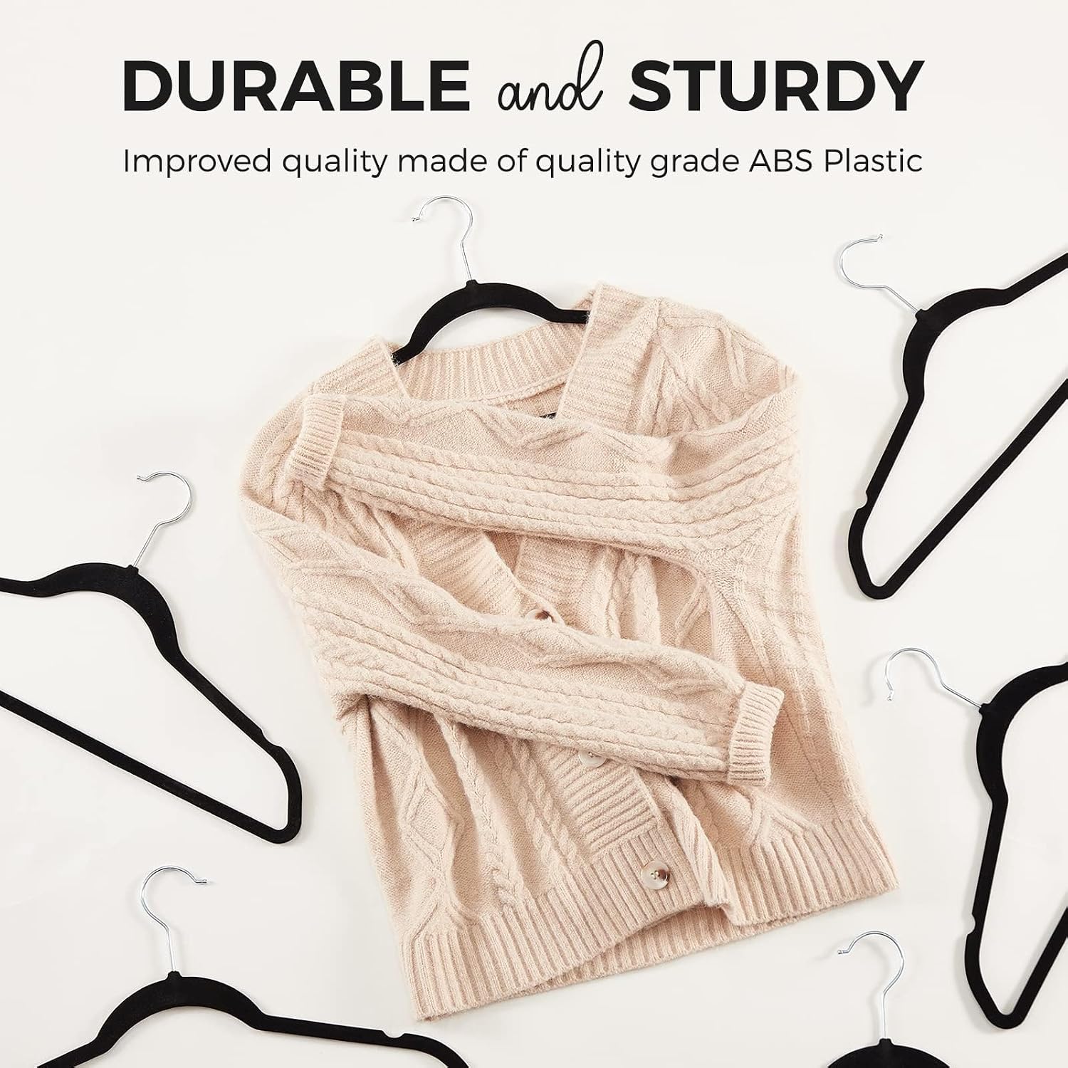 HOUSE DAY Premium Velvet Hangers 50 Pack, Non-Slip Flocked Felt Hangers