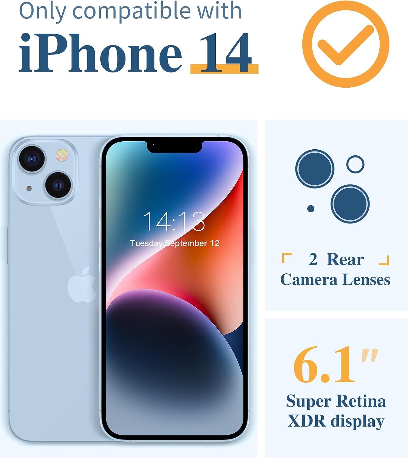 GVIEWIN for iPhone 14 Case Floral, Screen Protector & Camera Lens Protector