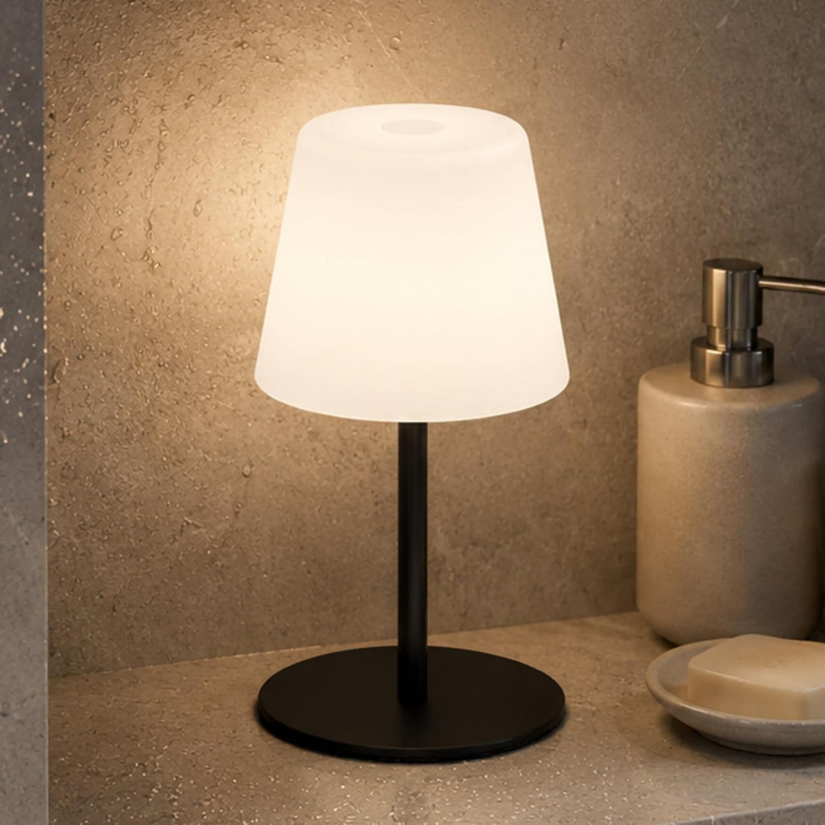 Shower Lamp Rechargeable Waterproof Lamp, Cordless Table Lamp for Bathroom