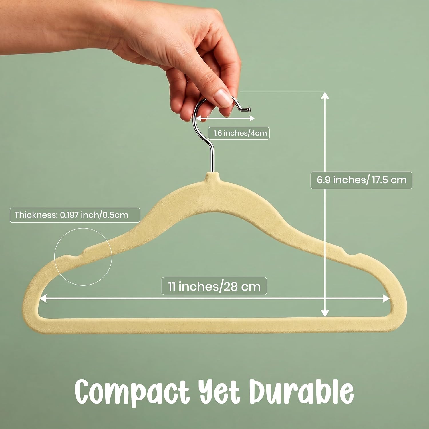 Utopia Home Kids Velvet Hanger 20 Pack – 11" Premium Baby Hangers - Beige