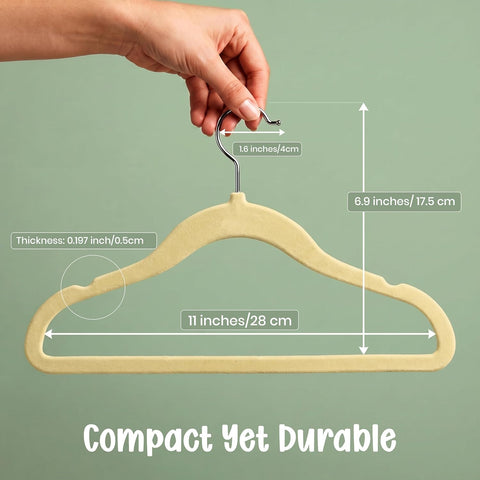 Utopia Home Kids Velvet Hanger 20 Pack – 11" Premium Baby Hangers - Beige