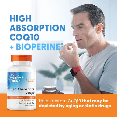 Doctor's Best High Absorption CoQ10 400mg with BioPerine, 180 Veg Capsules