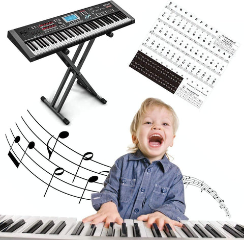Piano Keyboard Stickers for 88/61/54/49/37 Keys, Black