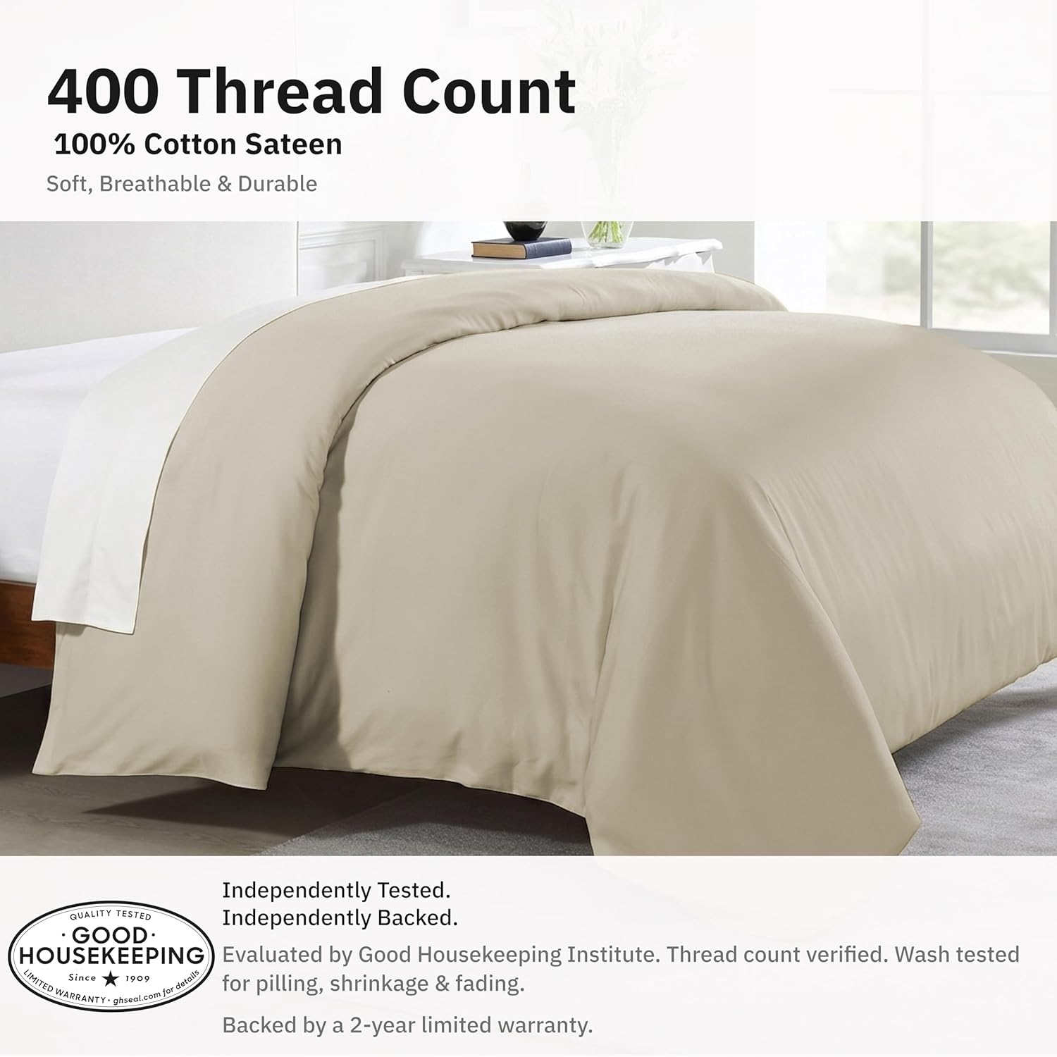 California Design Den Luxury Twin XL Duvet Cover, Beige