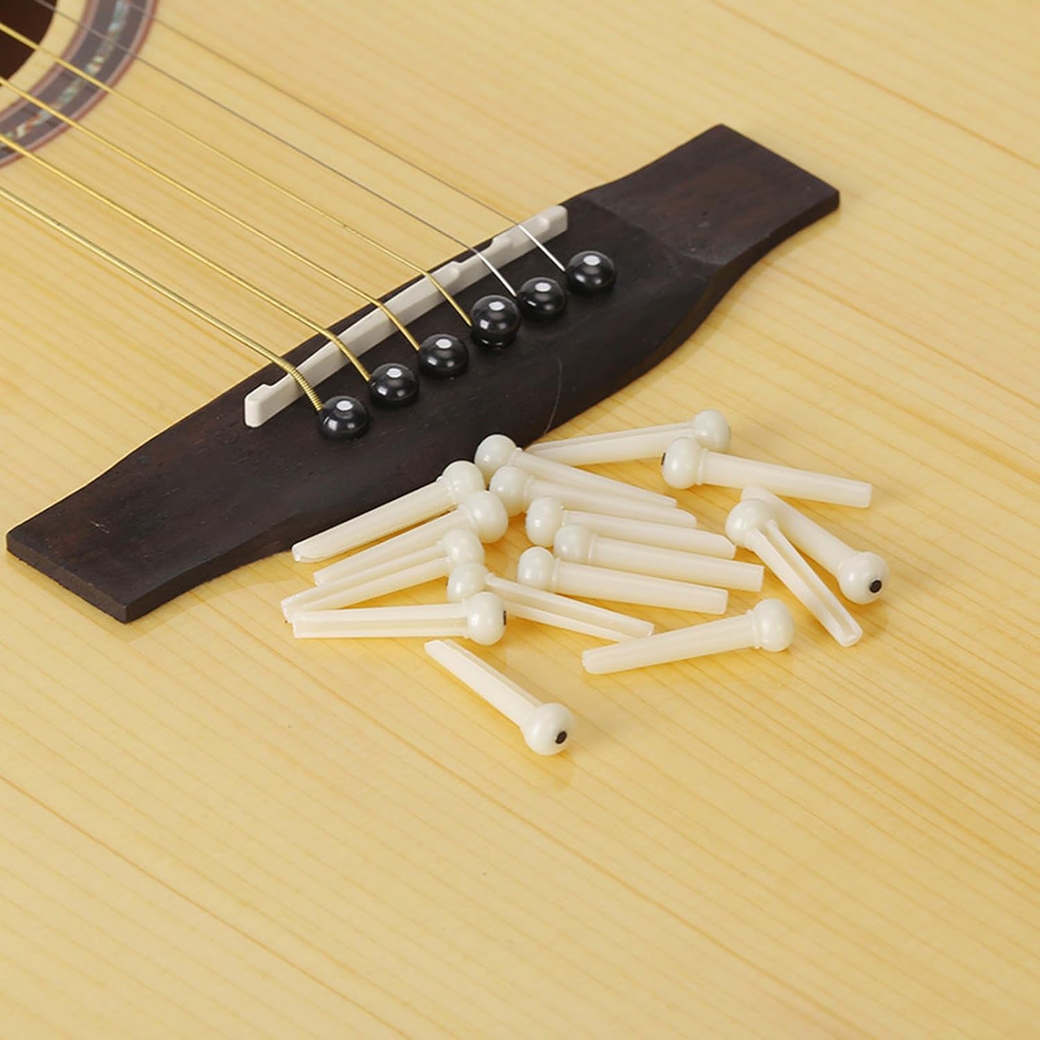 Acoustic Guitar Bridge Pins Pegs 12pcs with Puller, Saddle & Nut