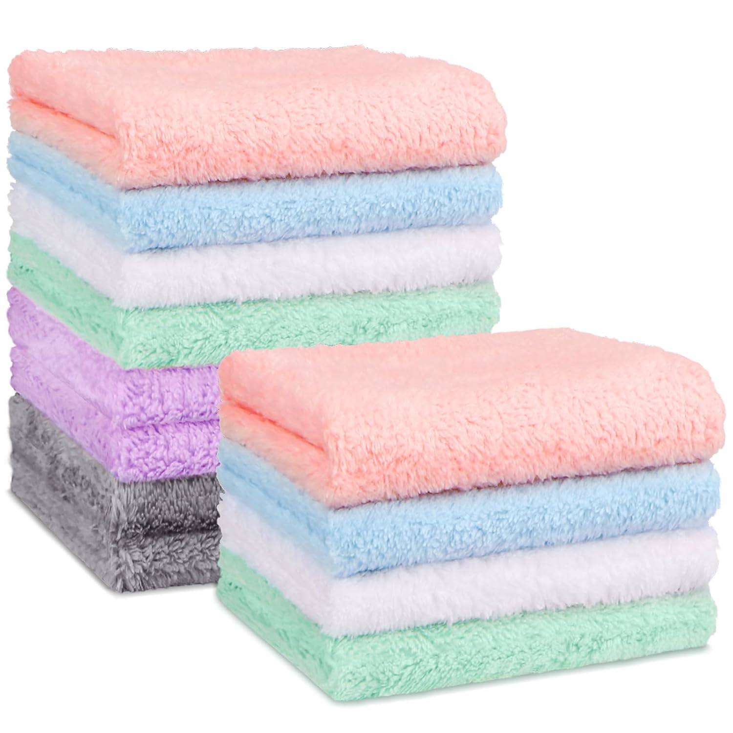 Orighty Baby Washcloths 12-Pack(7''x9''), Coral Fleece Baby Towels