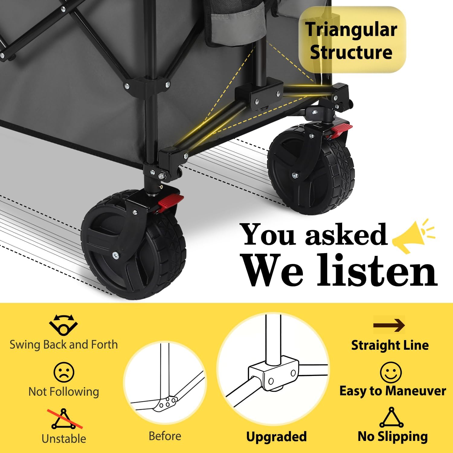 Sekey 300L Extended Collapsible Wagon, 660 lb Capacity, 48 in Long