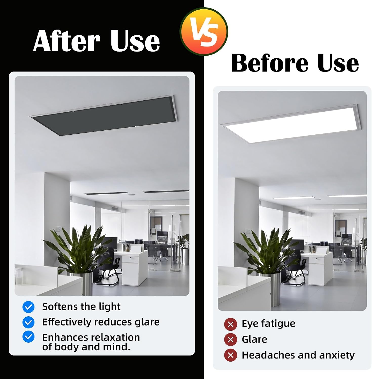 ANGSYLTH 2 Pcs Fluorescent Light Covers, 4x2 Feet Covers for Ceiling Lights