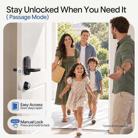 Keypad Door Lock with Handle, Smart Keyless Entry with Code for Front Door