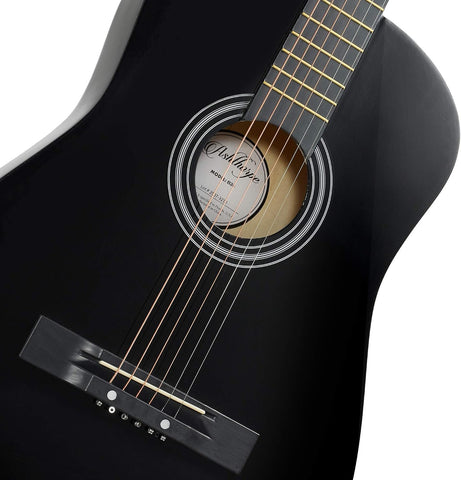 Ashthorpe 38-inch Beginner Acoustic Guitar (Black), Starter Kit with Gig Bag, Extra Strings, Strap, Picks, and Lessons