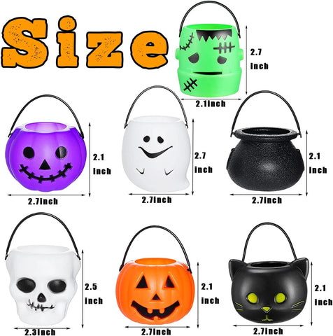 Haawooky 14 Pieces Halloween Candy Bucket,Mini Halloween Candy Holder