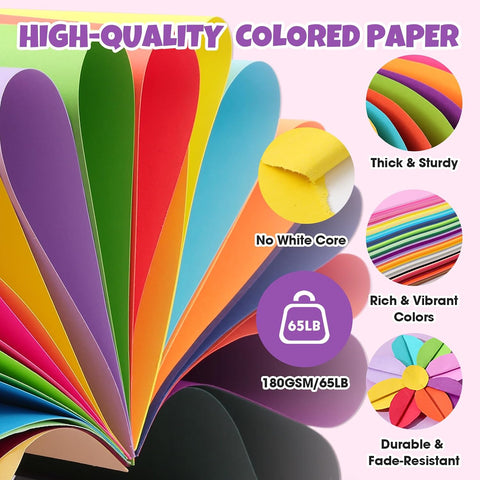 TUXIYA 500 Sheets 8.5" X 11" Colored Cardstock, 50 Colors Card Stock