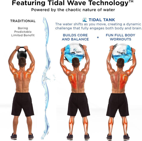 Tidal Tank Sphere Mini - Heavy Bag Aqua Ball, Water Weight - Sandbag Weight Set for Home Gym, Adjustable Sand Bags Weights Workout - Portable Exercise Fitness Equipment - Workout Videos