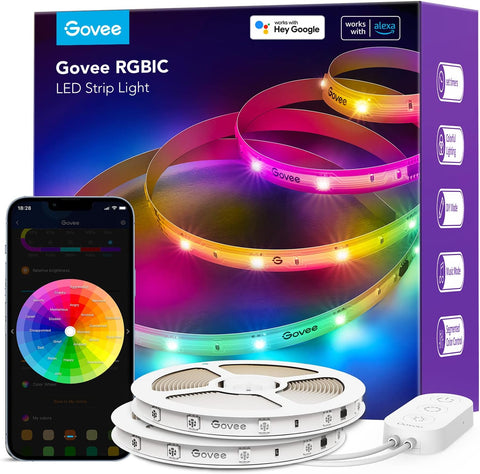 Govee 65.6ft RGBIC LED Strip Lights, Work with Alexa and Google Assistant
