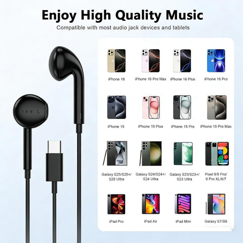 [Apple MFi Certified] USB C Headphones for iPhone 17 16 15 Pro Max 2 Pack