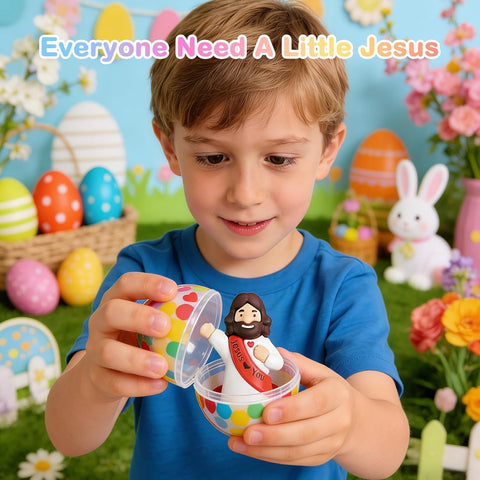 100PCS Little Jesus Figures, Mini Jesus Figurines in Bulk, Multicolor Tiny Jesus Set with Jesus Loves You Figures for Easter Egg Stuffers, Hide and Seek, Baptism, Faith Activities, Religious Gifts