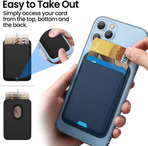 iLodn Magnetic Wallet Compatible with MagSafe for iPhone 17 16 15 14 13 12 Pro Max Air Plus Model, Mag 3 Safe Card Holder Stick on Accessories for Cell Phone & Case, Aureate