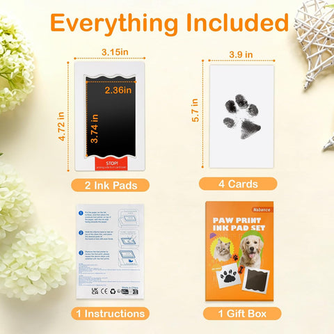 Nabance Inkless Paw Print Kit for Dogs Cat, Mess-Free Pet Paw & Nose Print
