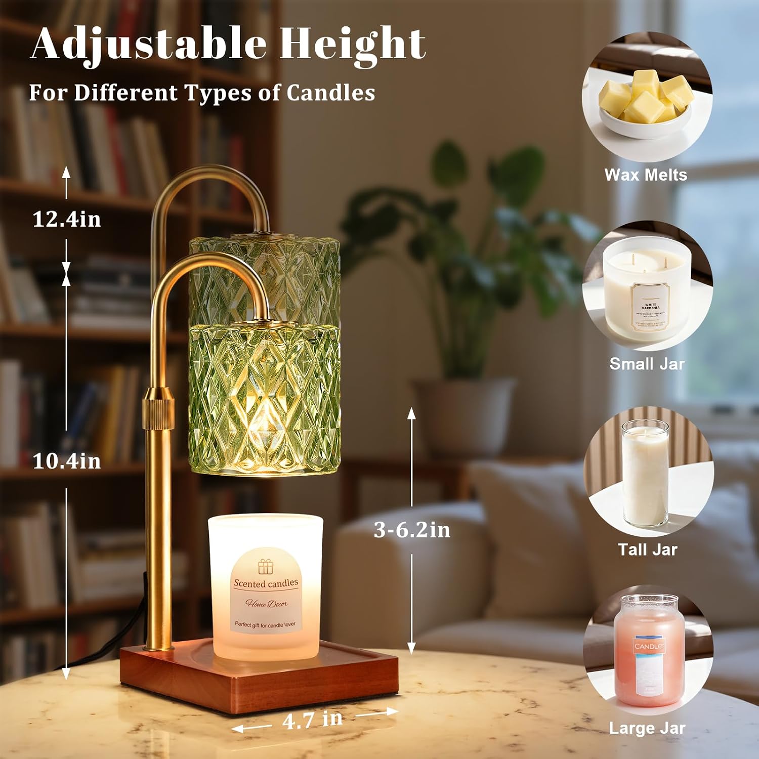 Green Candle Warmer Lamp with Timer,Wax Melt Warmer Birthday Gifts