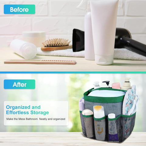 Mesh Shower Caddy Portable - 9 Pockets for College Dorm Room Essential
