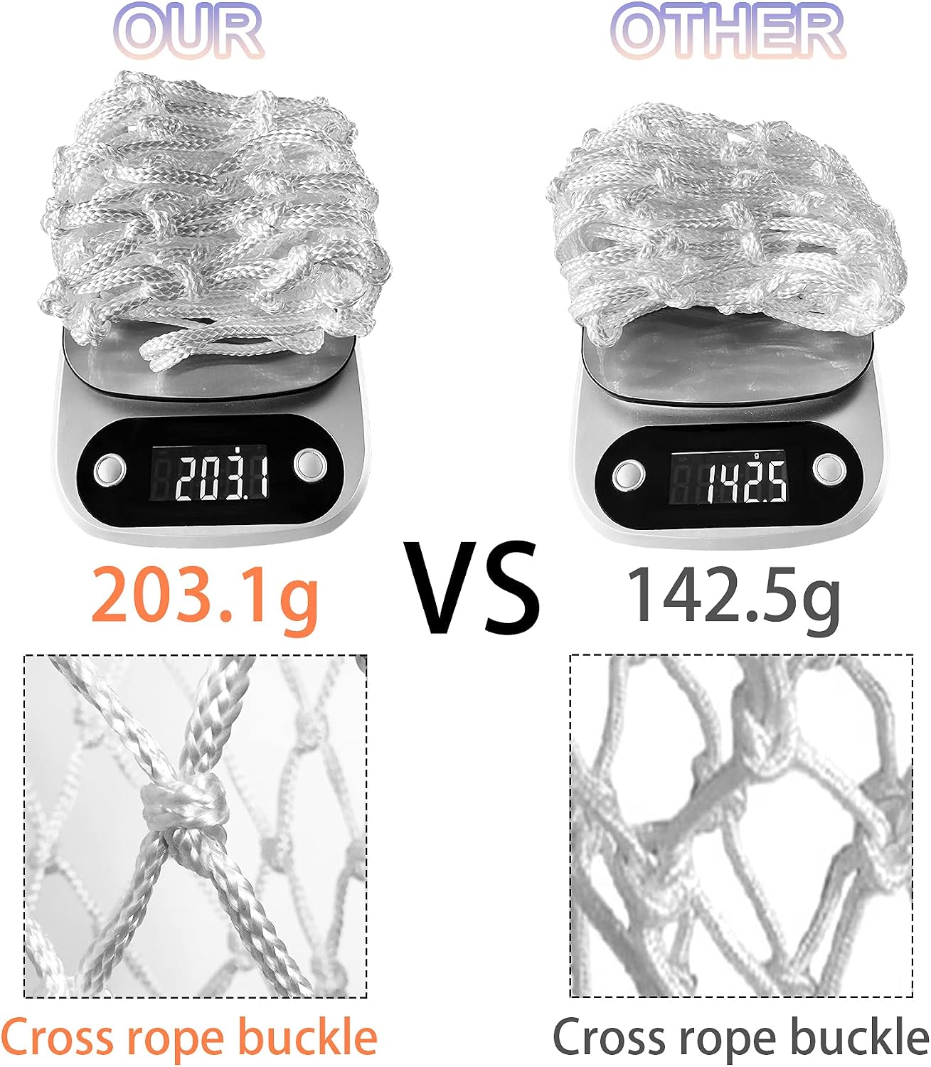 LAO XUE Basketball Net Outdoor,(7.16 oz) 12 Loops Professional Heavy Duty Basketball Net Replacement,All Weather Anti Whip, Suitable for Outdoor Standard 12 Loops Basketball Hoop
