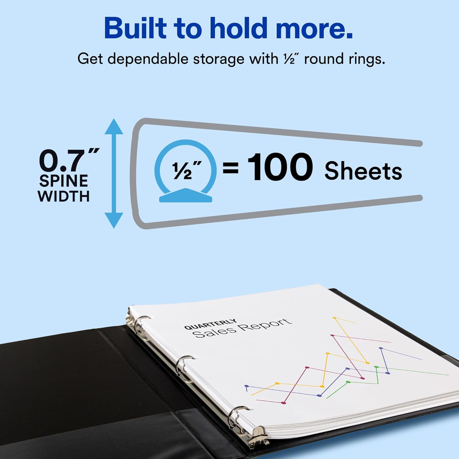 Avery Standard View 3 Ring Binder, 0.5" Round Rings, 1 White Binder