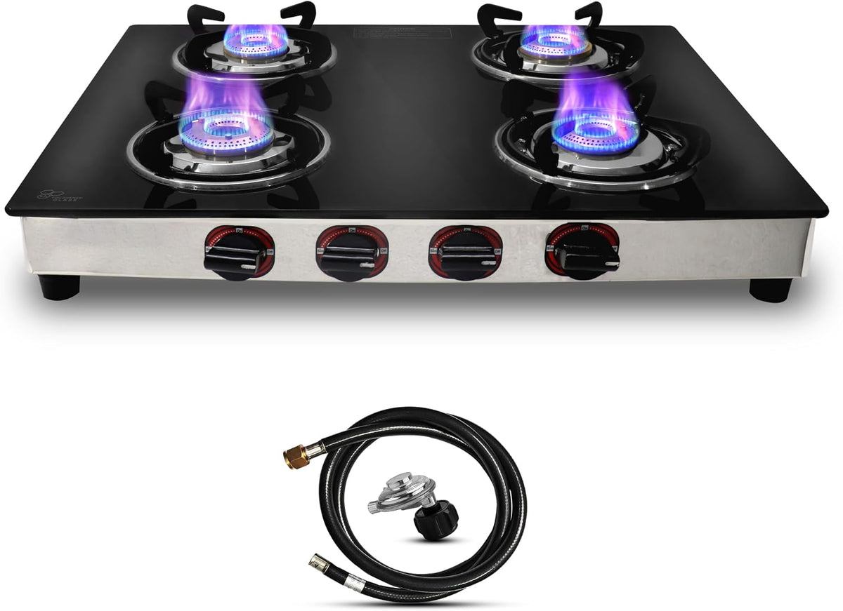 24 Inch Gas Cooktop, Tempered Glass Gas Stove with 4 Burner
