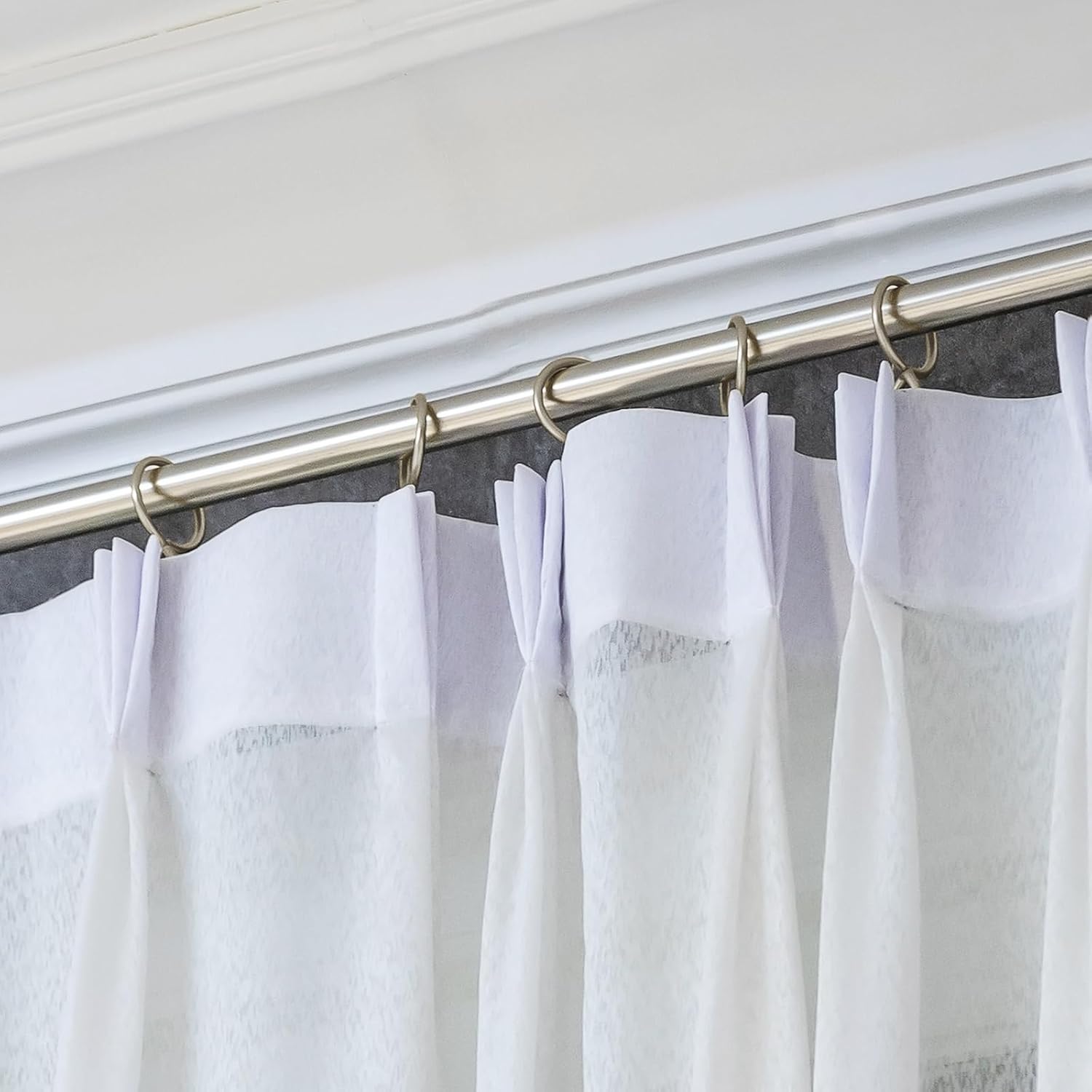 Hotop 30 Pcs Metal Drapery Curtain Rings with Hooks,Champagne,32 Mm