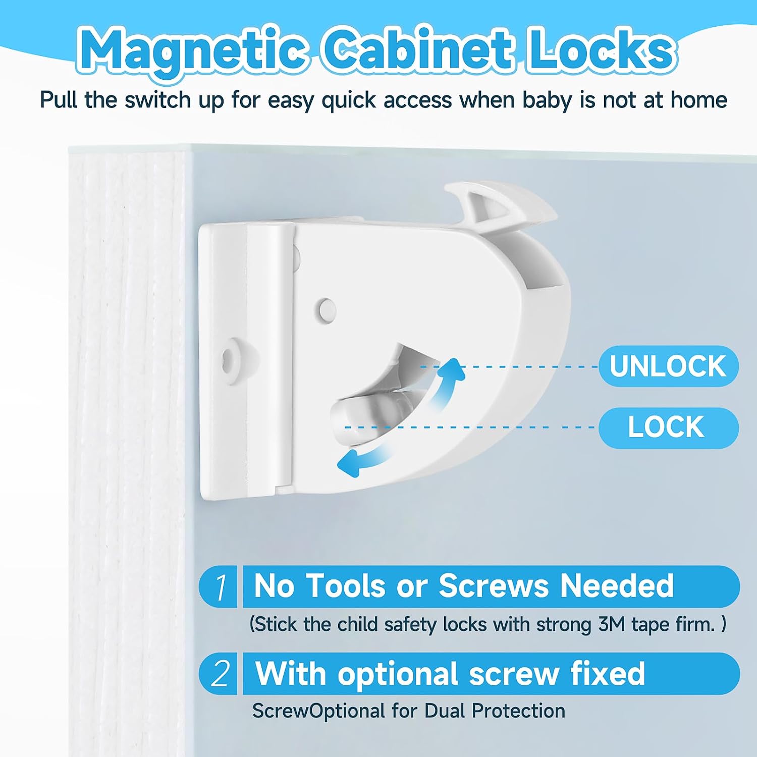 10 Pack Magnetic Cabinet Locks for Child Safety, Drawer Locks Baby Proofing
