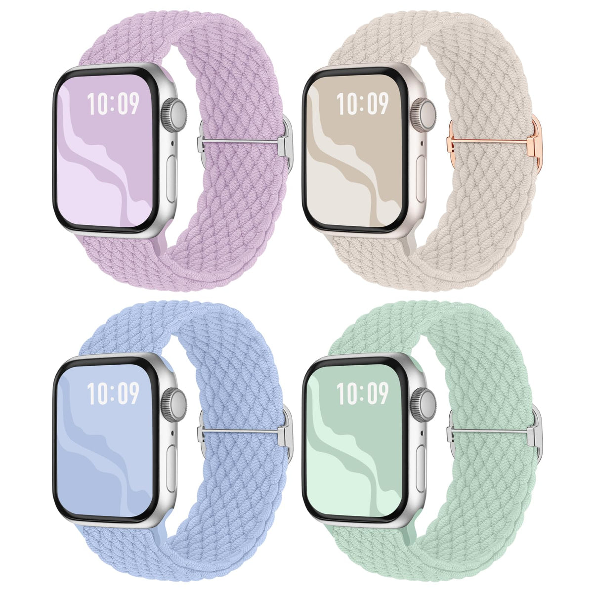 Braided Stretchy Solo Loop Compatible for Apple Watch Band 38mm 40mm 41mm 42mm 44mm 45mm 46mm 49mm for Women Men, Nylon Elastic Straps Wristbands for iWatch Series 10 9 8 7 6 SE 5 4 3 2 Ultra Ultra 2