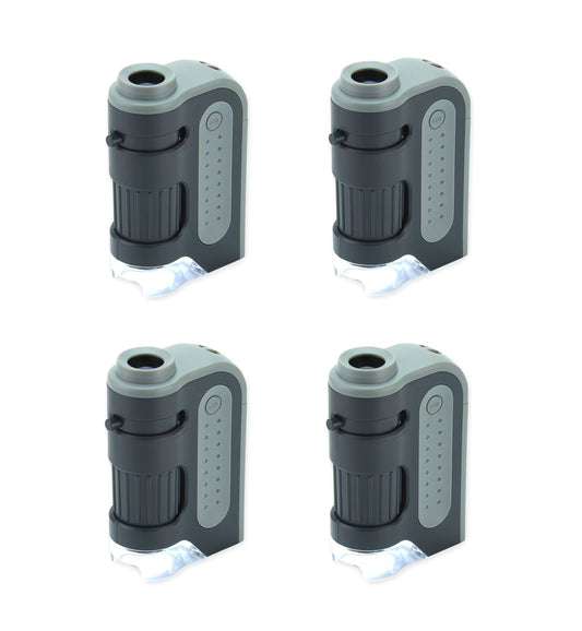 Carson MicroBrite Plus 60x-120x Power LED Lighted Pocket Microscope - Set of 4 (MM-300MU),Black/Grey