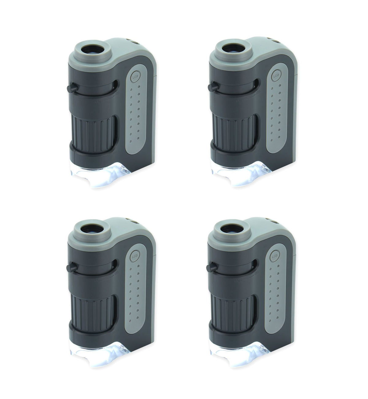 Carson MicroBrite Plus 60x-120x Power LED Lighted Pocket Microscope - Set of 4 (MM-300MU),Black/Grey
