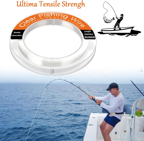 Fishing Line Wire, Clear Monofilament Fishing Line Wire, Nylon Clear Invisible String for Fishing and Hanging Balloons Garland Crafts Decorations WUINOID