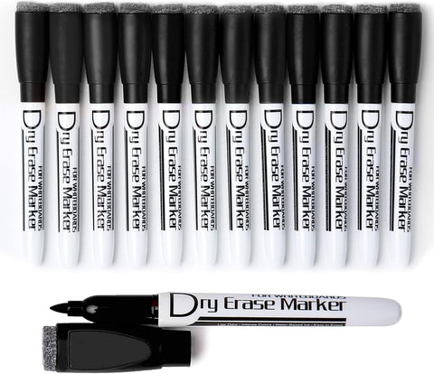 Volcanics Magnetic Green Dry Erase Markers with Eraser Cap, Fine Tip, 12 Count