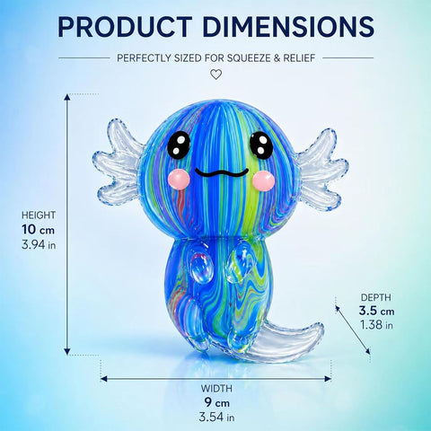 2 Packs Axolotl Squishy Stress Relief Toy, Glitter Stretchy Axolotls Stress Soft Squeeze Sensory Fidget Toys for Kids Adults, Cute Axolotls Squishies Party Favors Classroom